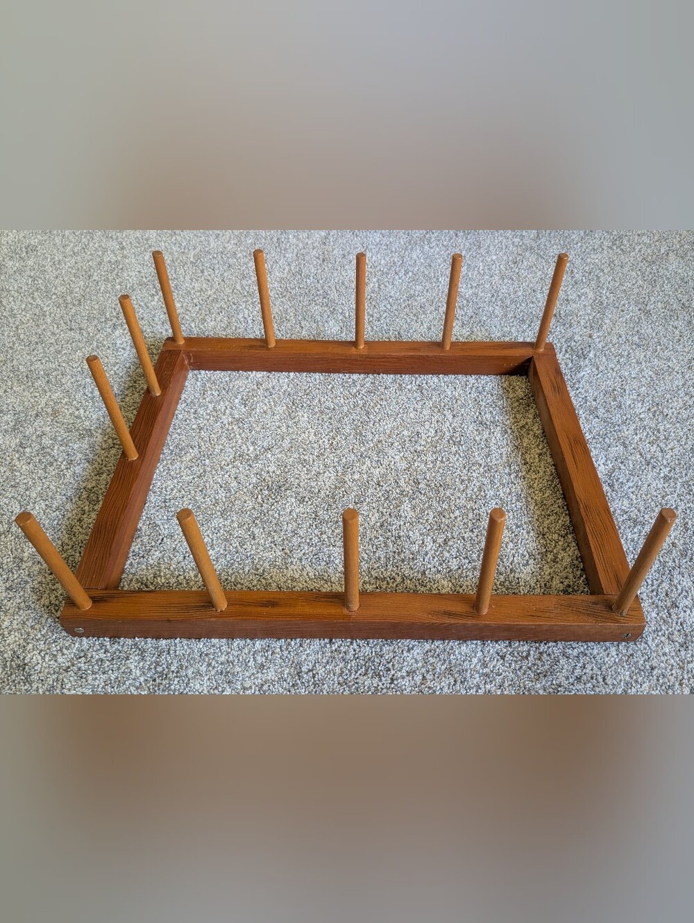 Vintage Wooden Weaving Warping Board 21"x17" Loom Yarn Winding Tool 12 Pegs
